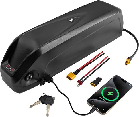 48V 20Ah Battery with 30A BMS, 5-Pin Base Connector, 2A Charger, Safety Lock, Indicator Light & USB Port, for 100-1000W Motors in Kuwait