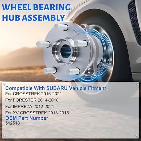 2 x 512518 Rear Wheel Bearing Hub Assembly with 5 Lug Compatible with Subaru XV Crosstrek 2013-2015,Fit for Subaru Crosstrek 2016-2020,Fit for Subaru Impreza 2012-2021 in Kuwait