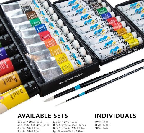 Daler Rowney System3 Titanium White 150ml Acrylic Paint Tube - Acrylic Painting Supplies for Artists and Students - Artist Paint for Murals Canvas and More - Art Paint for All Skill Sets in Kuwait