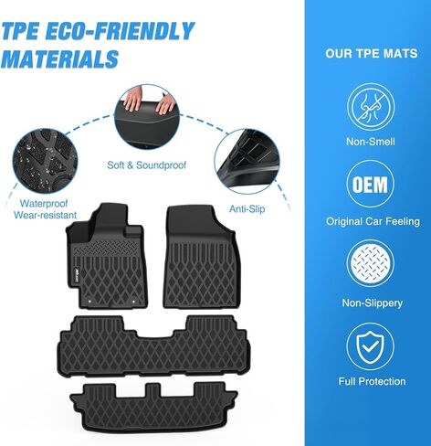Nilight TPE Floor Mats for Toyota Highlander (Not for Hybrid) 2008 2009 2010 2011 2012 2013 All Weather Custom Fit Heavy Duty Floor Liners in Saudi Arabia