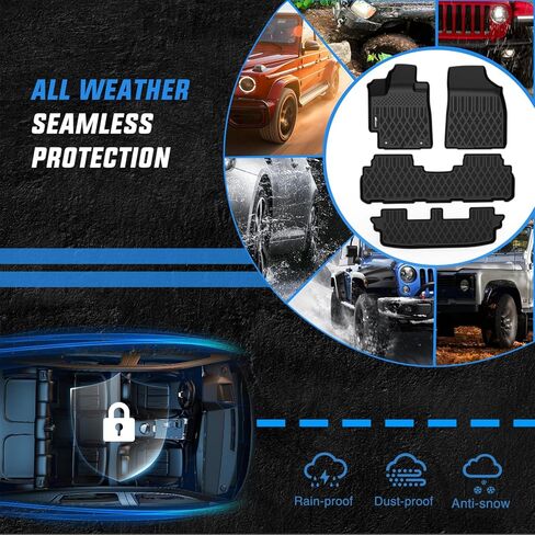 Nilight TPE Floor Mats for Toyota Highlander (Not for Hybrid) 2008 2009 2010 2011 2012 2013 All Weather Custom Fit Heavy Duty Floor Liners in Saudi Arabia
