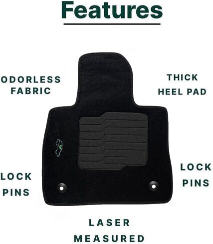 ecoMats Carpet Floor Mats Custom Fit for 2020 to 2026 Ford Explorer with Non-Slip Driver Heel Pad and Safety Lock, 1st and 2nd Row Set, Black, Explorer in Saudi Arabia