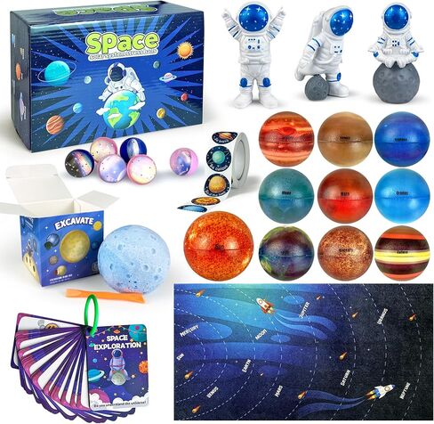 25 PCS Solar System Planets Toys for Kids Outer Space Toys Planet Balls Education Gift for Boys Girls Age 3 5 8 10 Explore Universe Science Playroom Classroom in Kuwait