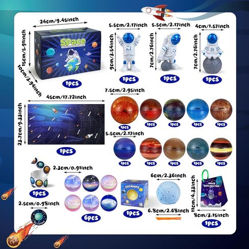 25 PCS Solar System Planets Toys for Kids Outer Space Toys Planet Balls Education Gift for Boys Girls Age 3 5 8 10 Explore Universe Science Playroom Classroom in Kuwait