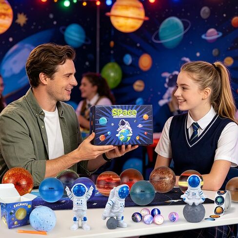 25 PCS Solar System Planets Toys for Kids Outer Space Toys Planet Balls Education Gift for Boys Girls Age 3 5 8 10 Explore Universe Science Playroom Classroom in Kuwait