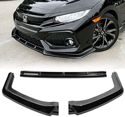 9pcs Combo Front Bumper Body Kit Lip + Side Skirt Extensions Diffuser Compatible with 2017-2021 Honda Civic Hatchback Models Only 2018 2019 2020 (Painted Black) in Saudi Arabia