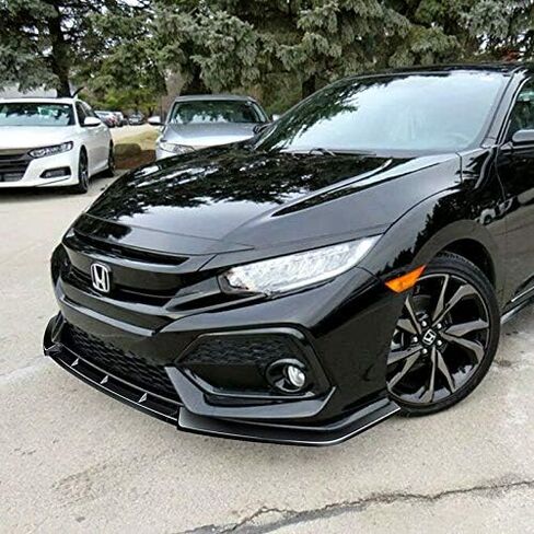 9pcs Combo Front Bumper Body Kit Lip + Side Skirt Extensions Diffuser Compatible with 2017-2021 Honda Civic Hatchback Models Only 2018 2019 2020 (Painted Black) in Saudi Arabia