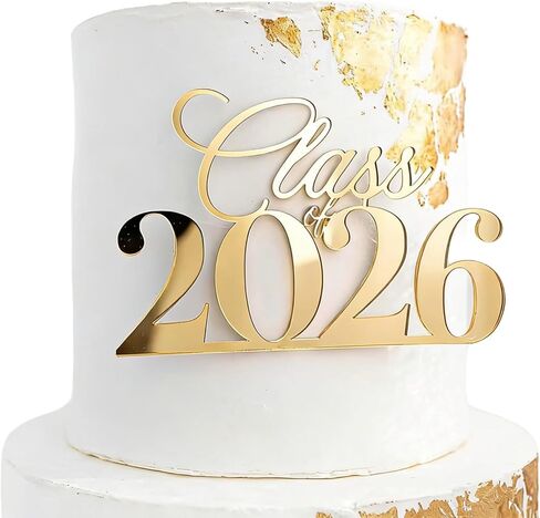 Acrylic Gold Class of 2026 Cake Topper, Graduation Cake Topper Cake Side Decoration for 2026 High School/College/Senior Graduation Boy or Girl Party Cake Charm Decor Supplies in Saudi Arabia