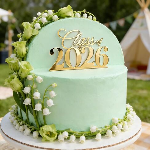 Acrylic Gold Class of 2026 Cake Topper, Graduation Cake Topper Cake Side Decoration for 2026 High School/College/Senior Graduation Boy or Girl Party Cake Charm Decor Supplies in Saudi Arabia