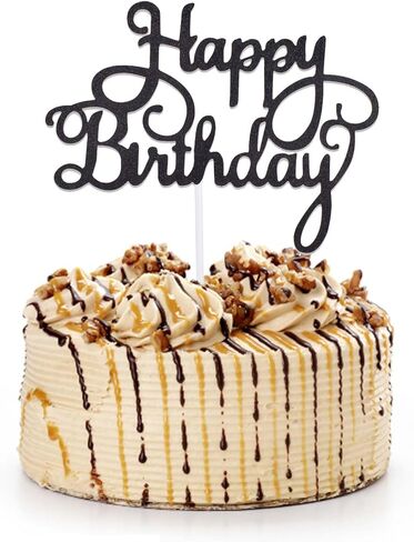 ZHENGYE Happy Birthday Cake Topper Birthday Cake Decoration for Birthday Decoration Supplies(Black) in Saudi Arabia