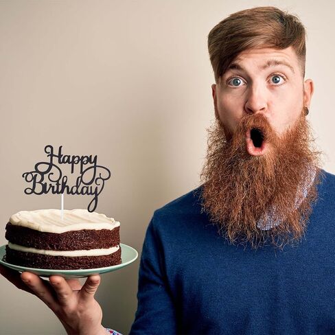 ZHENGYE Happy Birthday Cake Topper Birthday Cake Decoration for Birthday Decoration Supplies(Black) in Saudi Arabia