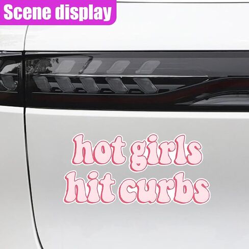 Car Stickers Decal, Hot Girls Hit Curbs Car Sticker, Funny Bumper Stickers for GenZ Ladies Driver, Vinyl Waterproof Stickers Decal, Gifts Idea Sticker for Cars Trucks Motorcycles (1PC) in Saudi Arabia