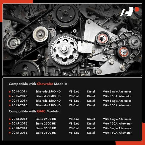 A-Premium Engine Serpentine Belt Drive Kit Compatible with Chevrolet Silverado 2500 HD 3500 HD 2014-2016 & GMC Sierra 2500 HD 3500 HD 2013-2016, 6.6L in Kuwait