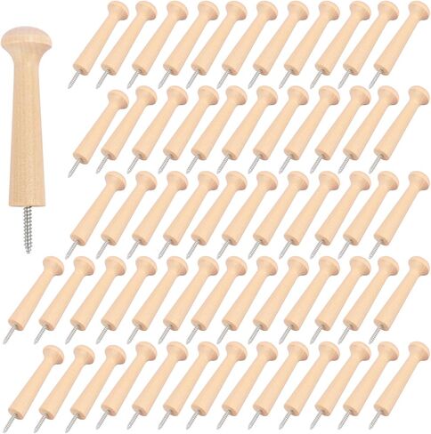 GNIEMCKIN 50 PCS 2.76 Inch Wooden Pegs - Unfinished Wood Shaker Pegs, Screw-on, Functional and Versatile in Kuwait