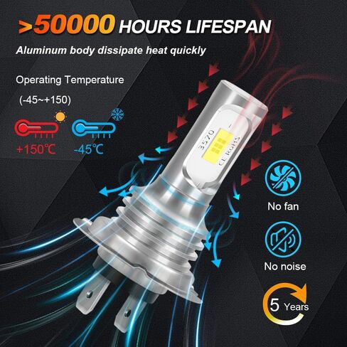 2-Pack H7 LED Headlight Bulbs for Honda Goldwing GL1800 2001-2017 | 6500K White 16000LM Super Bright | Plug and Play Fog Light Hi/Lo Beam Replacement in Saudi Arabia