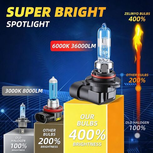 High Beam Low Beam Fit For Toyota Camry 2007 2008 2009 2010 2011 2012 2013 2014 2015 2016 2017 2018 Halogen Headlight Bulb Replacement, White Light Headlamp Bulb High Performance, 4 Pcs in Kuwait