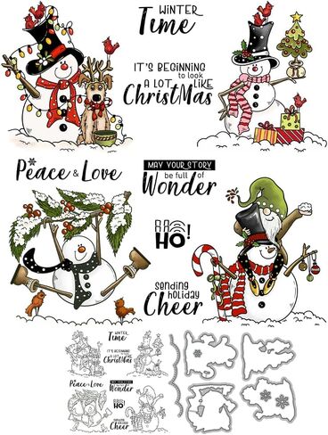 Christmas Series Winter Days Snowman Clear Stamp Metal Cutting Dies Stencils Set for Card Making DIY Scrapbooking Supplies Silicone Stamp Knife Mold Stencil for Albums Crafts Decor in Saudi Arabia