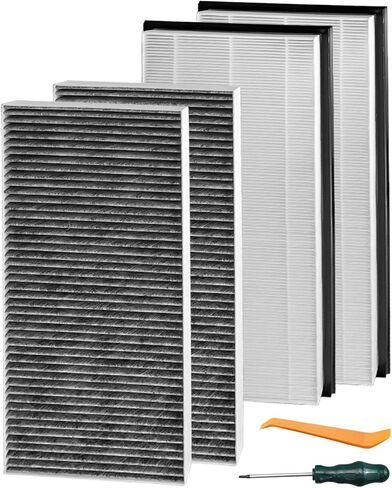 Cabin Air Filter Air Intake Filter with Activated Carbon Fit for Tesla Model Y 2020 2021 2022 2023 2024 Replace 1658375-00-A 1658376-00-A, Air Intake Set, 4 Pcs in Kuwait