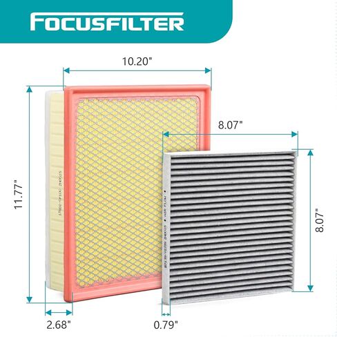 FOCUSFILTER 178010P100 87139-YZZ09 OEM Grade Engine & Cabin Air Filter Set, for Toyota Tacoma V6 3.5L 2016-2023, Replaces CA11895, CAF1765, 88508-04010 in Saudi Arabia