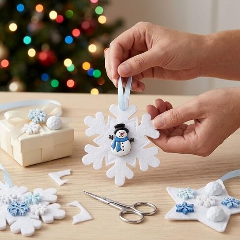 Winter Crafting Buttons Set, 100-Pack Snowman, Snowball and Snowflake Designs, White and Blue Holiday Decorative Buttons for Sewing and DIY Projects in Kuwait