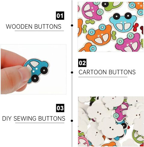 HEALLILY 100pcs Wooden Car Shape Colorful Buttons for DIY Crafts Scrapbooking in Kuwait