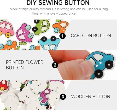 HEALLILY 100pcs Wooden Car Shape Colorful Buttons for DIY Crafts Scrapbooking in Kuwait
