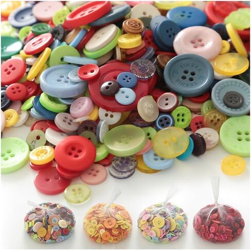 370 Pcs Multicolor Round Craft Buttons Assorted Sizes Resin Buttons for Sewing DIY Crafts in Kuwait