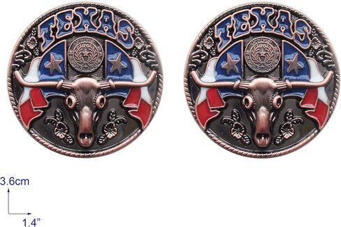 Enamel Bull Head Texas Conchos with Screw Back for Saddles Bag Belt Bridle Leathercraft Ornament 1-1/2",Pack of 2 in Saudi Arabia