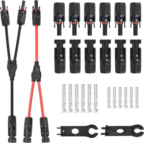 MC4 Solar Panel Connectors 1 Pair 2 to 1 Solar Y Branch Connector 6 Pairs Male & Female Solar Cable Connectors Parallel Connection Adapter Cable Wire Plug with 2 Spanner Wrenches IP67 Waterproof in Saudi Arabia