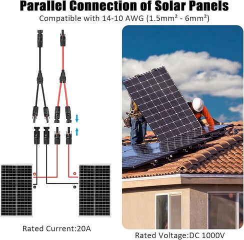 MC4 Solar Panel Connectors 1 Pair 2 to 1 Solar Y Branch Connector 6 Pairs Male & Female Solar Cable Connectors Parallel Connection Adapter Cable Wire Plug with 2 Spanner Wrenches IP67 Waterproof in Saudi Arabia