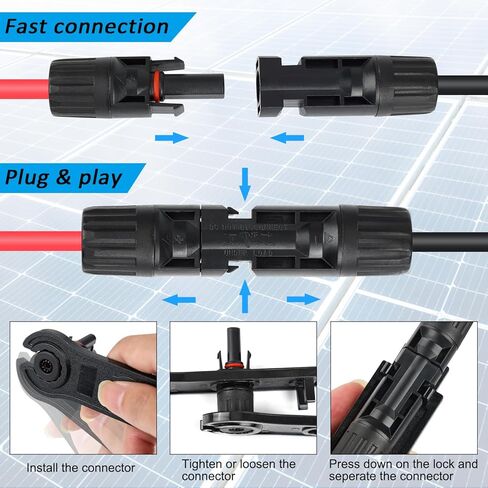 MC4 Solar Panel Connectors 1 Pair 2 to 1 Solar Y Branch Connector 6 Pairs Male & Female Solar Cable Connectors Parallel Connection Adapter Cable Wire Plug with 2 Spanner Wrenches IP67 Waterproof in Saudi Arabia