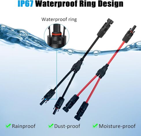 MC4 Solar Panel Connectors 1 Pair 2 to 1 Solar Y Branch Connector 6 Pairs Male & Female Solar Cable Connectors Parallel Connection Adapter Cable Wire Plug with 2 Spanner Wrenches IP67 Waterproof in Saudi Arabia