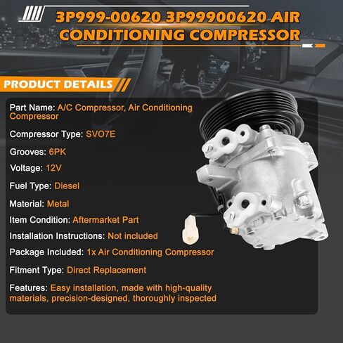6PK 12V SVO7E 3P999-00620 3P99900620 تكييف الهواء ضاغط 447280-3050 447280-3080 AC ضاغط مع مخلب عاصي لكوبوتا M135GX GXDTC M13 M4N M6 M7 M126 M135 M136 استبدال جزء in Kuwait