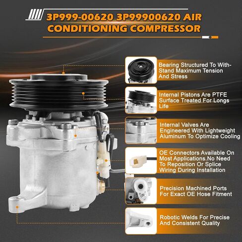 6PK 12V SVO7E 3P999-00620 3P99900620 تكييف الهواء ضاغط 447280-3050 447280-3080 AC ضاغط مع مخلب عاصي لكوبوتا M135GX GXDTC M13 M4N M6 M7 M126 M135 M136 استبدال جزء in Kuwait
