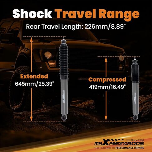 maXpeedingrods 0-2" Rear Lift Shocks for Toyota Tacoma RWD 4WD 2005-2023, G1 Series in Kuwait