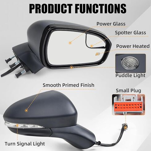 Left Driver Side Power Mirror for Ford Fusion 2013-2015 Door Mirror with Heated Glass, Turn Signal Light and Puddle Light, Paint to Match (7Pins) in Saudi Arabia