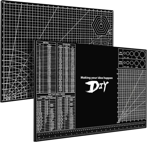 18"x24" Self-Healing Cutting Mat, 3mm Thick PVC Professional Craft Mat with Metric Imperial Conversion & SAE Tap Drill Sizes, Double-Sided Grid Cutting Board for Sewing DIY Crafts in Saudi Arabia