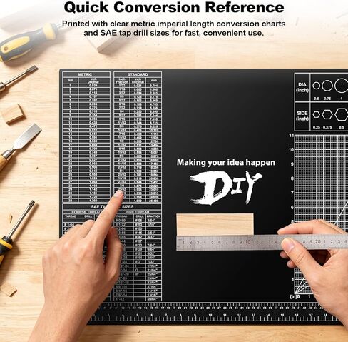 18"x24" Self-Healing Cutting Mat, 3mm Thick PVC Professional Craft Mat with Metric Imperial Conversion & SAE Tap Drill Sizes, Double-Sided Grid Cutting Board for Sewing DIY Crafts in Saudi Arabia