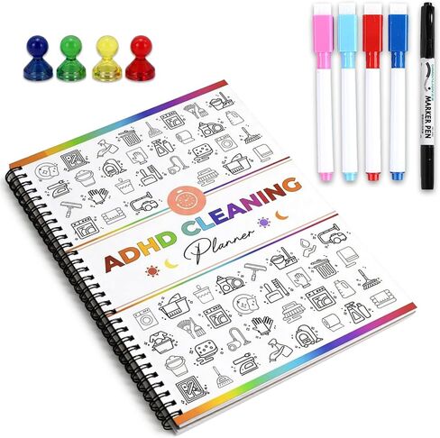 ADHD Cleaning Planner for Adults - 120g Heavyweight Non-Bleed Paper Daily Weekly Household Chore Chart - Professional ADHD Organizing Planner Notebook for Home & Office - 2026 Edition in Saudi Arabia