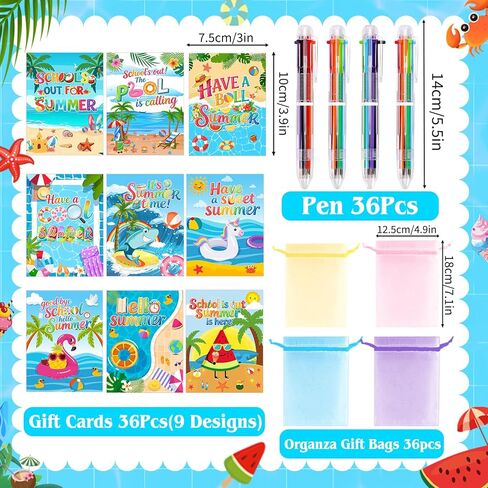 36 Set End of Year Student Gifts from Teacher, End of the Year Gifts for Students Bulk for Kids Summer Pens 6-in-1 Multicolor Pens with Cards for School Graduation Supply Summer Party Favor in Saudi Arabia