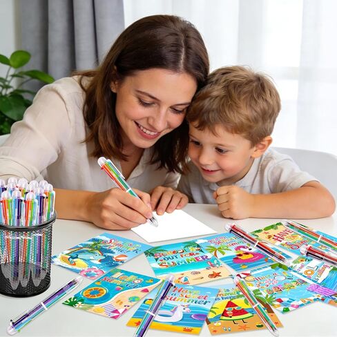 36 Set End of Year Student Gifts from Teacher, End of the Year Gifts for Students Bulk for Kids Summer Pens 6-in-1 Multicolor Pens with Cards for School Graduation Supply Summer Party Favor in Saudi Arabia