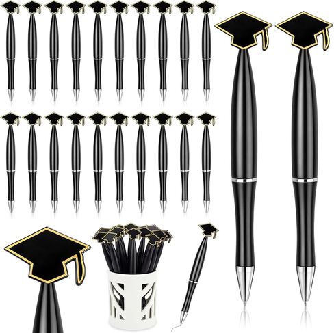 Supervitae 100 Pcs Graduation Pens Bulk Novelty Graduation Cap Ballpoint Pens 1 mm Black Gel Ink Party Favor Gift for Men Women Office University College Senior High School Supply in Saudi Arabia