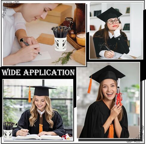 Supervitae 100 Pcs Graduation Pens Bulk Novelty Graduation Cap Ballpoint Pens 1 mm Black Gel Ink Party Favor Gift for Men Women Office University College Senior High School Supply in Saudi Arabia