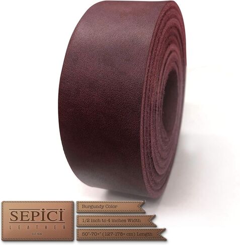 Sepici 10/12oz Burgundy Real Latigo Leather Strip/Strap/Belt Blank 3/4" (1.9 cm) wide, 60-70" (153-177cm) Long in Saudi Arabia