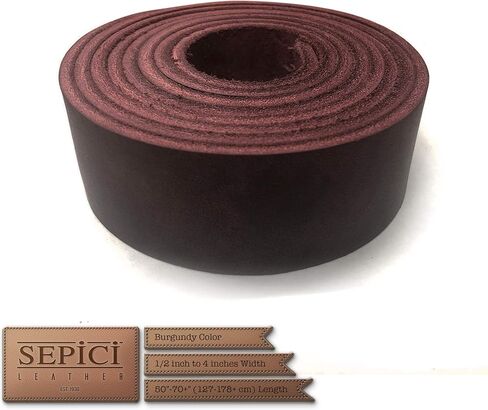 Sepici 10/12oz Burgundy Real Latigo Leather Strip/Strap/Belt Blank 3/4" (1.9 cm) wide, 60-70" (153-177cm) Long in Saudi Arabia