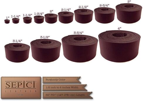 Sepici 10/12oz Burgundy Real Latigo Leather Strip/Strap/Belt Blank 3/4" (1.9 cm) wide, 60-70" (153-177cm) Long in Saudi Arabia