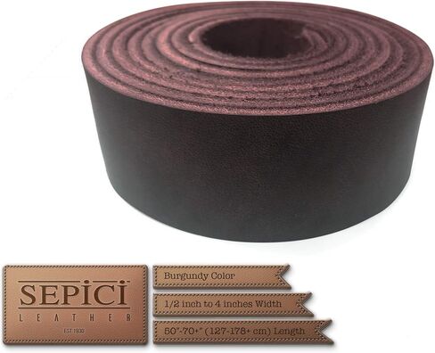Sepici 10/12oz Burgundy Real Latigo Leather Strip/Strap/Belt Blank 3/4" (1.9 cm) wide, 60-70" (153-177cm) Long in Saudi Arabia