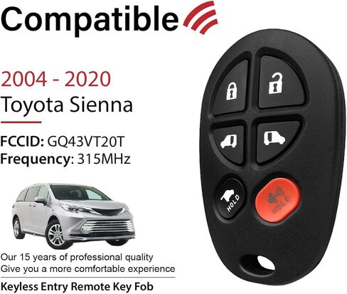 بديل لـ 2017 2018 2019 2020 تويوتا سيينا مفتاح فوب التحكم عن بعد GQ43VT20T 6 أزرار 315 ميجا هرتز in Kuwait