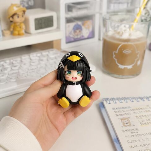 2in Anime gugugaga Penguin Figure Cute Penguin Costume Girl PVC Collectible Statue Kawaii Desktop Ornament for Desk Shelf Car Dashboard in Kuwait