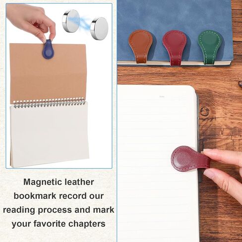 12Pcs Magnetic Leather Bookmark, Colorful Vintage Leather Magnet Bookmarks Page Markers, PU Bookmarks Clip Book Accessories for Book Lovers Reading Men Women Teachers in Saudi Arabia